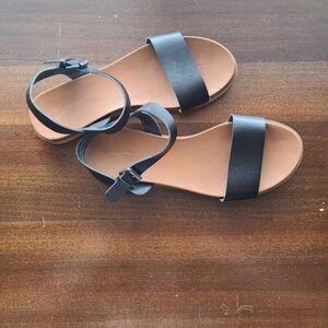 Black Leather Women's Sandals